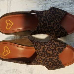 leopard print wedge sandals